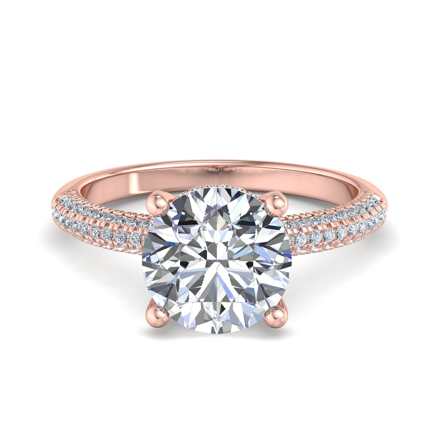 Kira Triple Pave Engagement ring with hidden halo